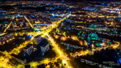 Wrocław nocą - zdjęcia z powietrza.
